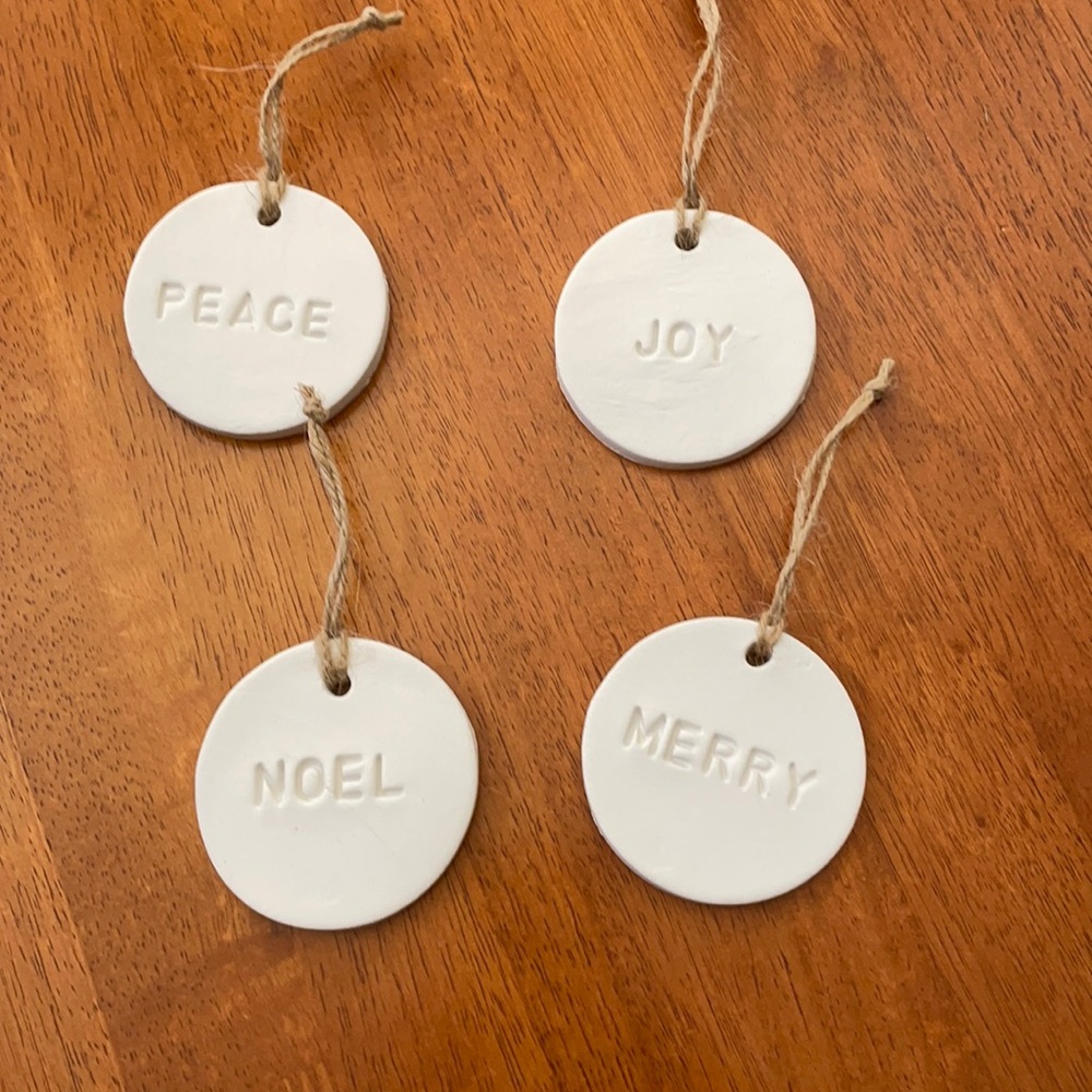 Set of 4 handmade clay Christmas ornaments